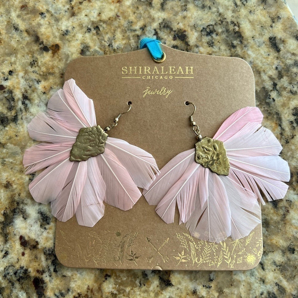 ShiraLeah Chantae Pink Feather Earrings